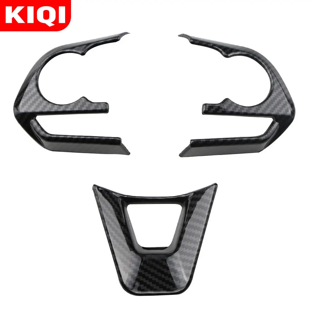 KIQI Stiker Potong Penutup Panel Tombol Roda Kemudi Mobil untuk Toyota RAV4 RAV 4 Corolla Avalon 2019 2020 Aksesori