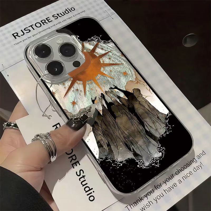 Creatieve Zon Telefoon Case voor Samsung Galaxy S25 S24 S23 S22 Ultra Plus FE A55 A54 A53 A52 A15 A35 A16 5G Chiffon Textuur Cover