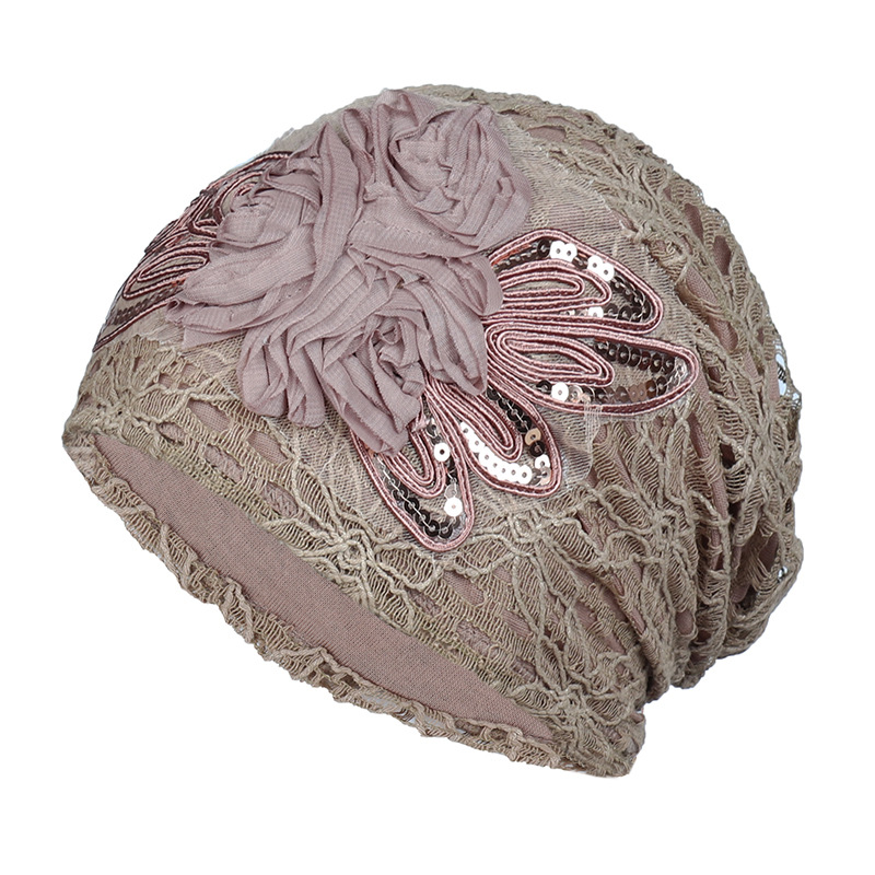 Gorro turbante de encaje con lentejuelas para mujer, gorro musulmán con flores, envolturas para la cabeza para mujer, pañuelo para la cabeza, gorro, Turbante Mejur