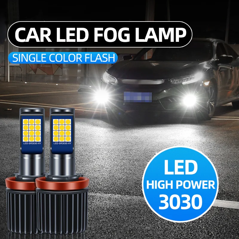 2 SZT. Stroboskopowe Lampy Przeciwmgielne Samochodowe H1 H3 H8 H11 LED 9005 HB3 9006 HB4 H7 Automatyczne Światła Do Jazdy Dziennej Błyskające Żarówki Białe