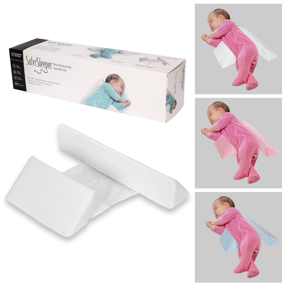 Almohada para dormir lateral para bebé, almohada con forma de defensa anti-cabeza, almohada para bebé que protege la cintura extraíble y lavable