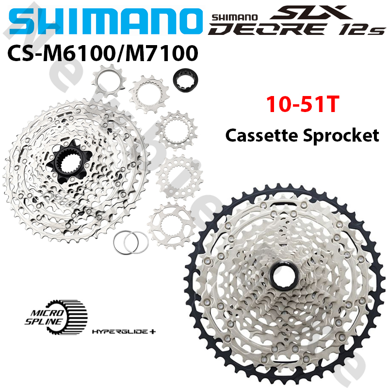 SHIMANO Deore M6100 SLX M7100 Roda Gila Sepeda Gunung 12 Kecepatan 12V Variabel 12 Kecepatan Terbang 12S 10-51T Kaset Spline Mikro
