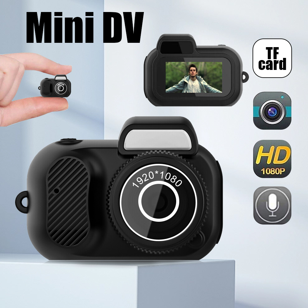 Mini cámara con pantalla interior hogar deporte al aire libre HD 1080p portátil Vintage muy pequeña Mini cámara compatible con tarjeta TF