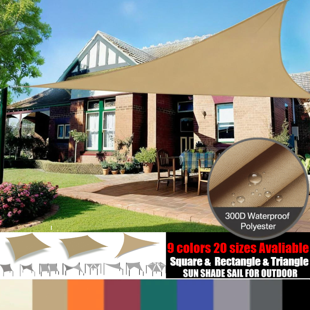 Durable Sunshade Sail Triangle Rectangle UV Protection Canopy Garden Pool Waterproof Outdoor Sun Shelter Backyard Privacy Screen