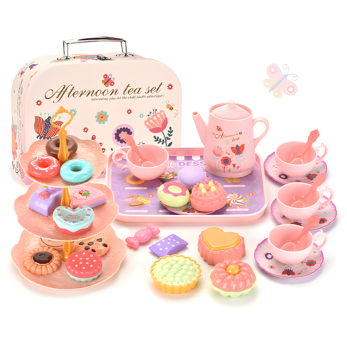 Spielzeug-Teeset für kleine Mädchen. Teeparty-Set, Spielzeug für Kinder und Mädchen, Rollenspiel-Snack-Spielzeug. Nachmittagstee-Sets für Kleinkinder, Spielzeug