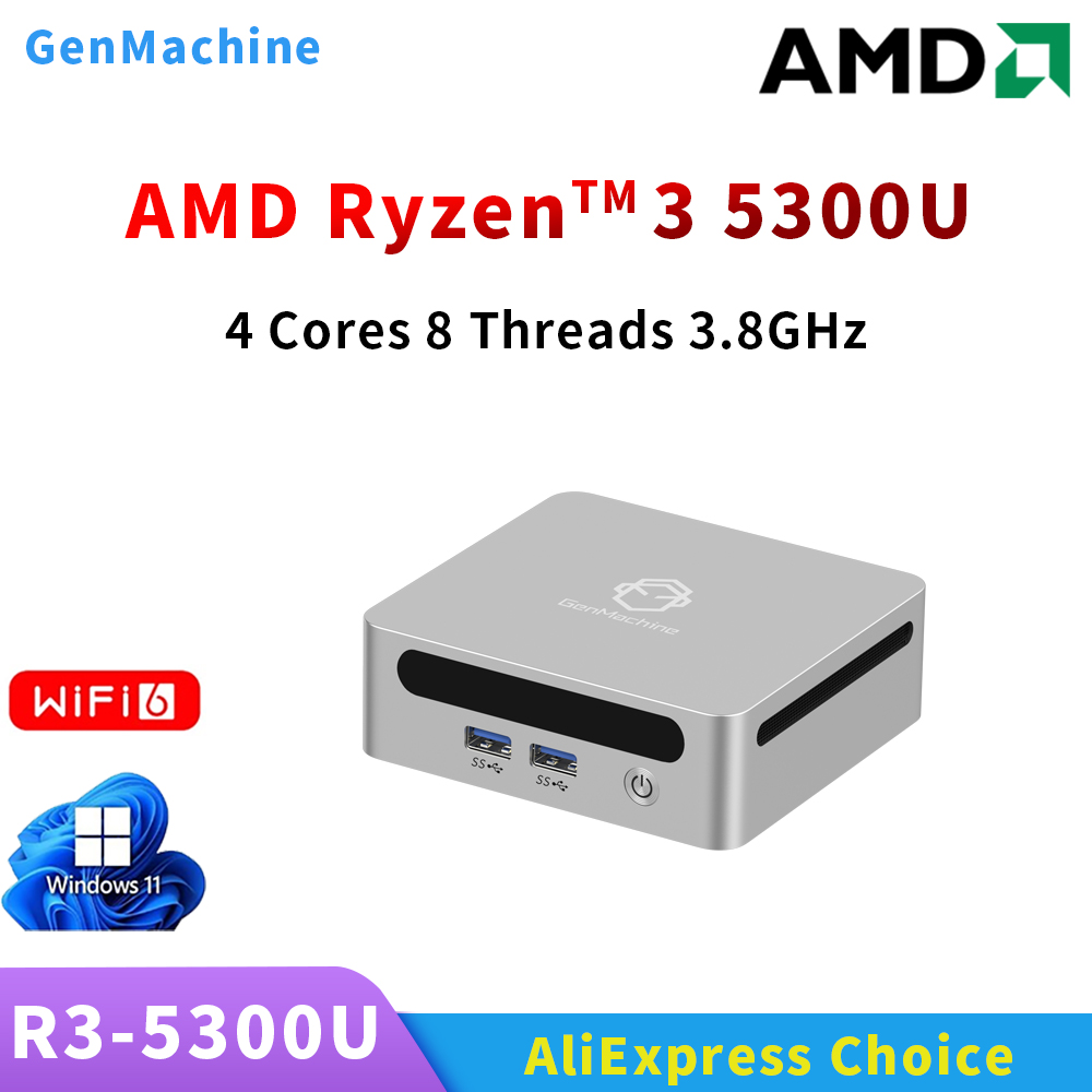 Мини-ПК GenMachine AMD Ryzen ™   3 5300U Windows 11 Ryzen 2,7 ГГц-3,7 ГГц DDR4 32 ГБ Wi-Fi6 HDMI ПК геймер игровой компьютер «сделай сам»
