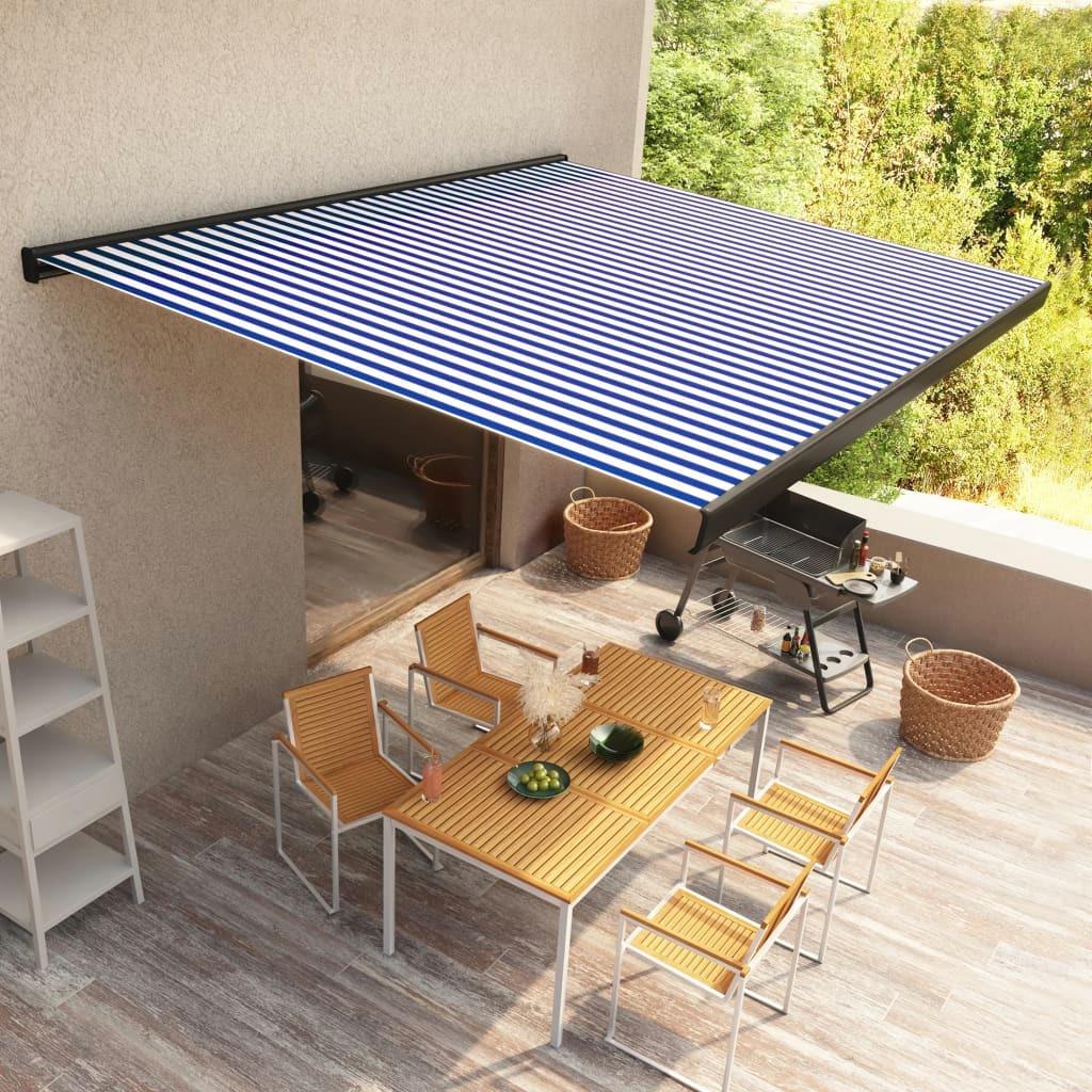 Auvent électrique bleu et blanc 400x300 cm, pare-soleil étanche, auvent de Patio extérieur, Protection solaire, couverture de jardin