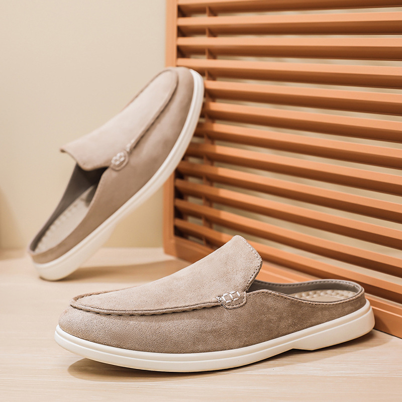 Nieuwe heren casual schoenen zomer dunne uitvoering Baotou halve slippers modieuze wilde platte schoenen voor heren sneakers