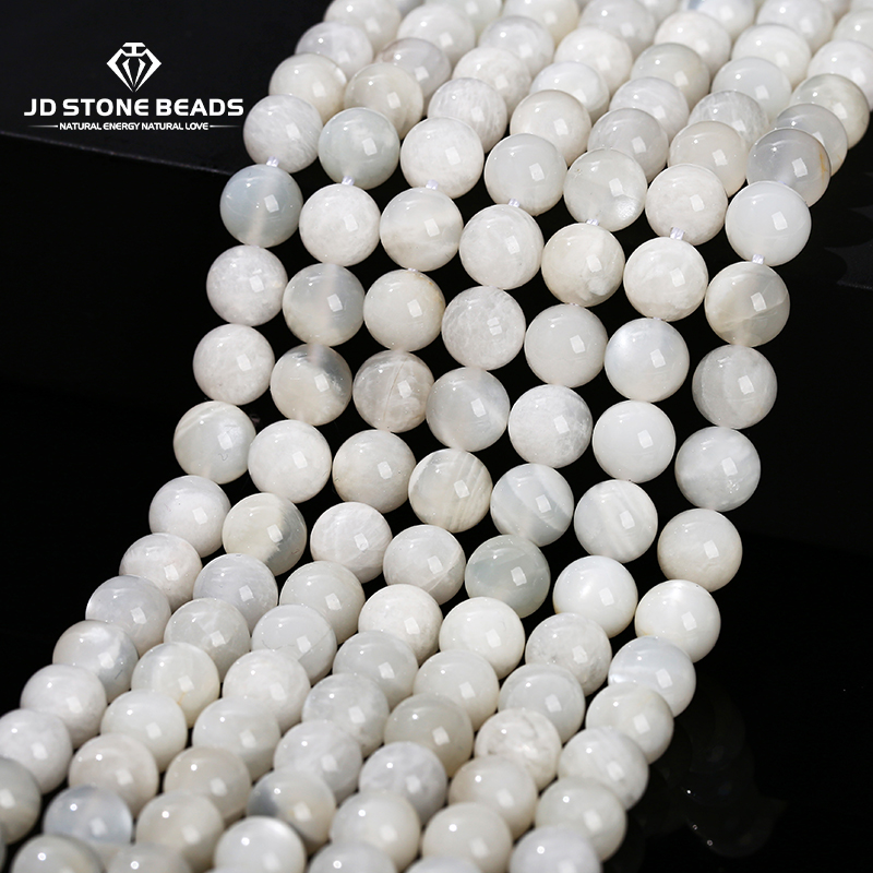 3A Pietra Naturale Pietra di Luna Bianca Perlina Rotonda Allentata Del Distanziatore Lucido Perlina 6 8 10mm Per La Produzione di Gioielli Fai Da Te Collana braccialetto accessorio