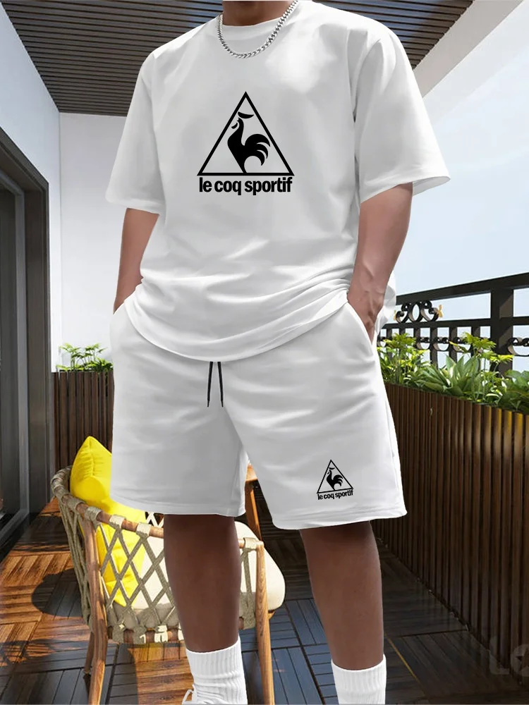 Conjunto Deportivo de Dos Piezas para Hombre, Camiseta de Manga Corta y Pantalones, Ropa Deportiva para Correr y Hacer Ejercicio, Verano 2026, Gran Descuento