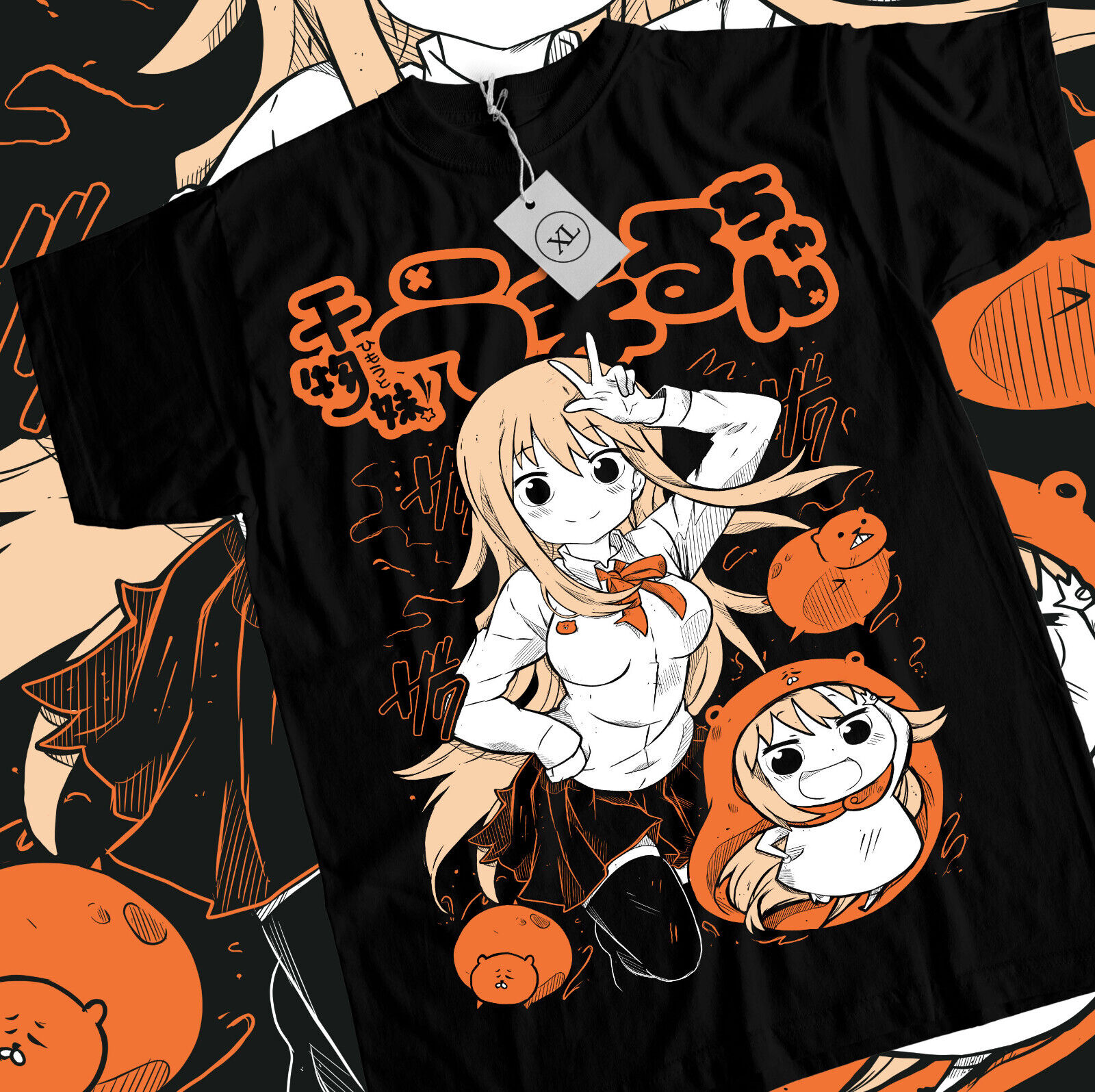 Himouto! Camiseta Umaru-Chan Sankakuhead Cute Anime Girl Black Sirt Todos os Tamanhos