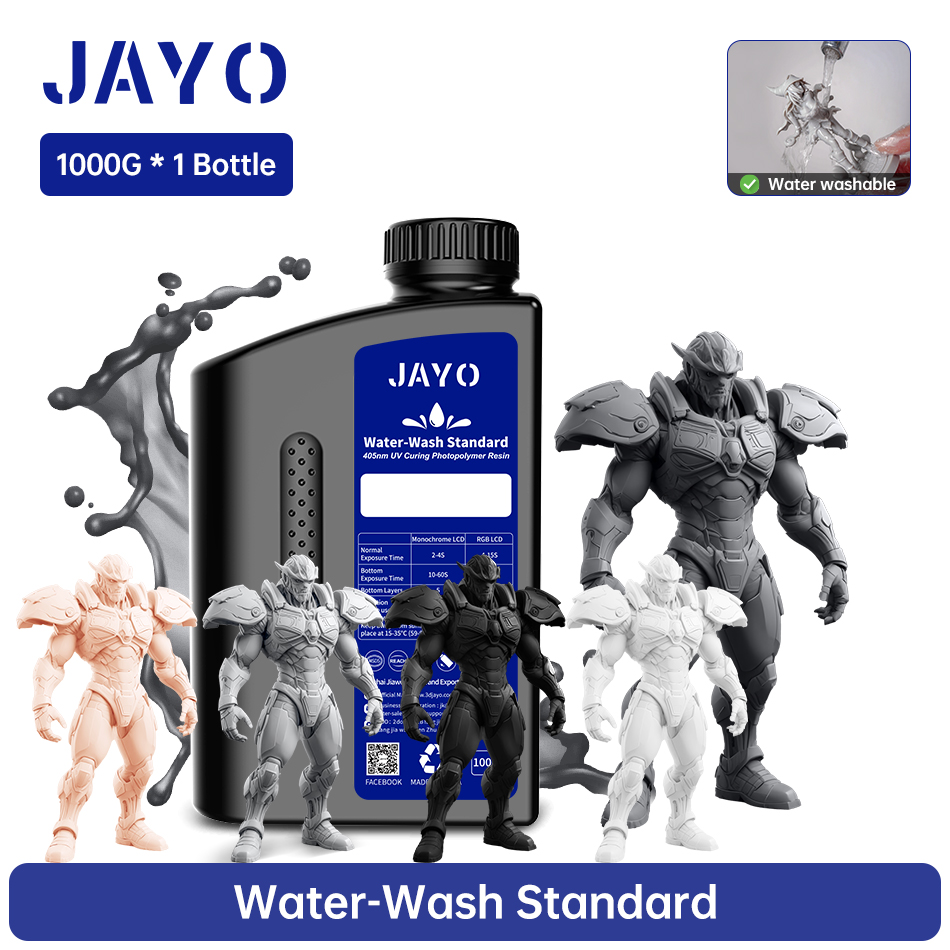 JAYO 3D-Harz, wasserwaschbare Flüssigkeit, 1 kg, tolle Stabilität für LCD-UV-härtendes, schnelles 3D-Druckmaterial, Photopolymerharz