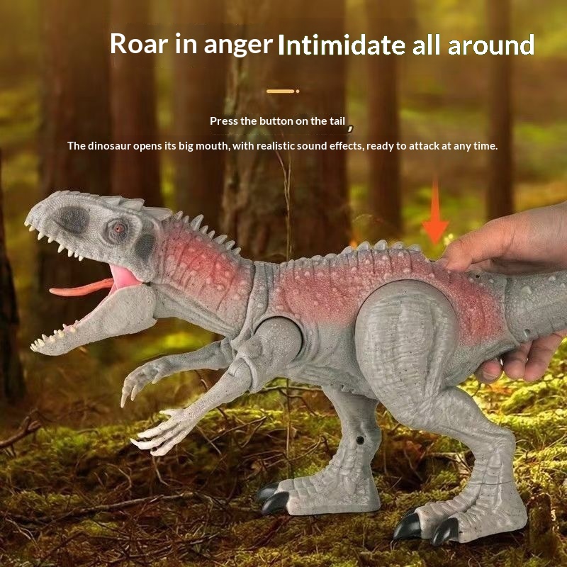 Groot interactief dinosaurusbeeldje Lichtgeluidseffecten Beweegbare ledematen Realistisch beeldhouwwerk Stijlvol binnenverzamelobject aanwezig