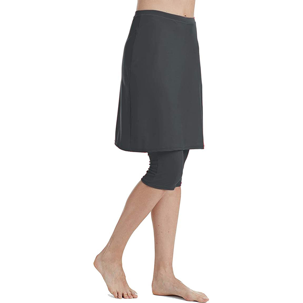 Capris – leggings énergiques pour femmes, jupe de maillot de bain, protection solaire (gris)