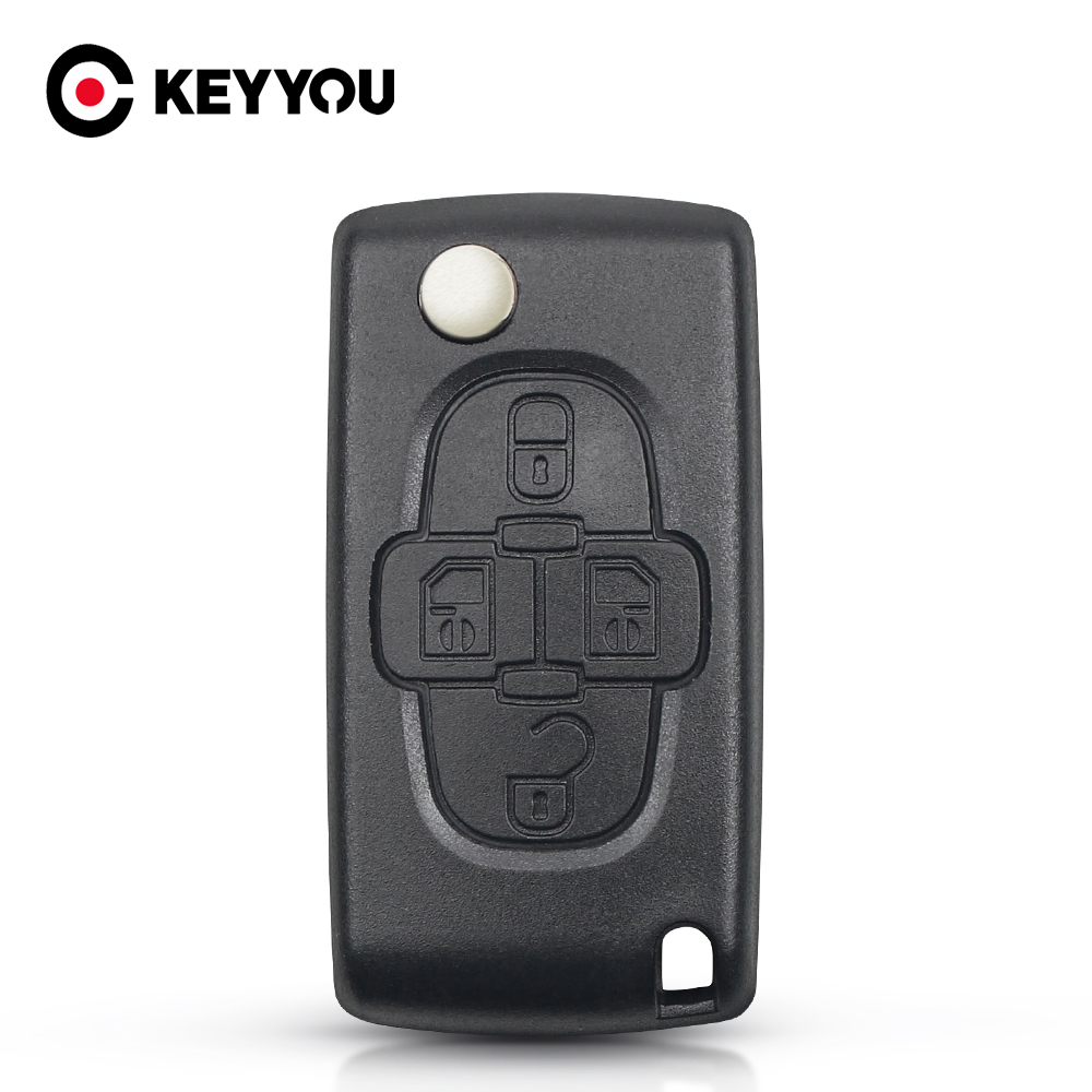 Keyyou CE0523 Hca/HU83 VA2 Ongesneden Blad 4 Butttons Voor Peugeot 1007 Voor Citroen C8 Autosleutel Shell Flip floding Fob Remote Key Case