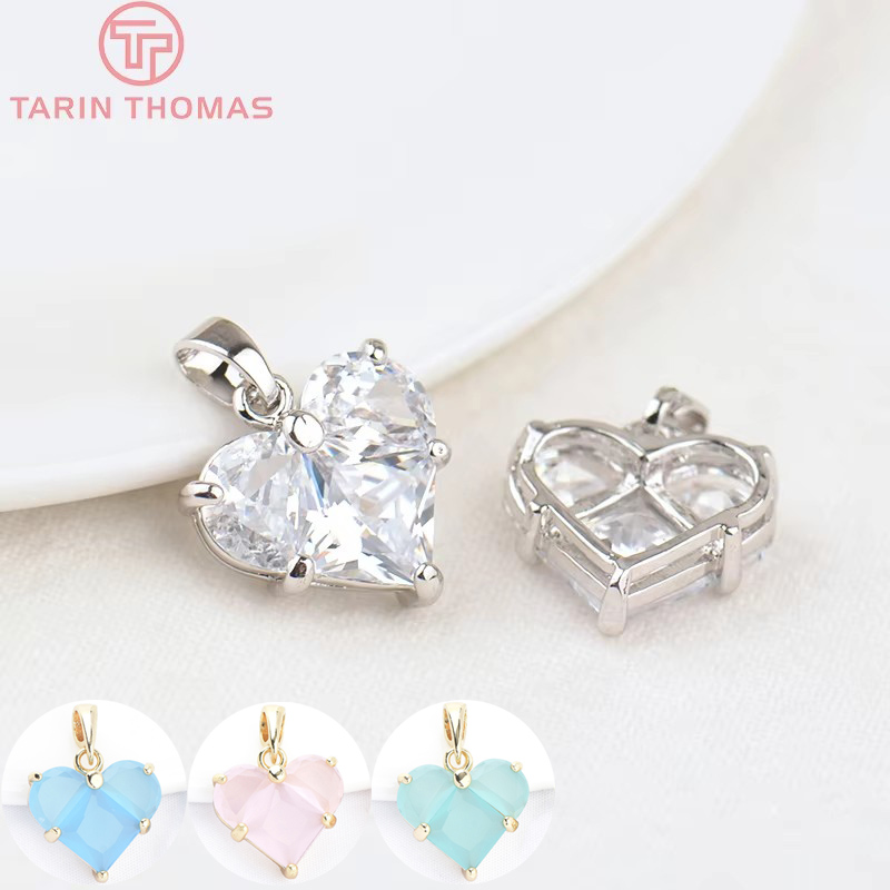 (117)4PCS 14x14,5 MM Platin Farbe Messing mit Zirkon Herz Anhänger Hohe Qualität Diy Schmuck Erkenntnisse Zubehör großhandel