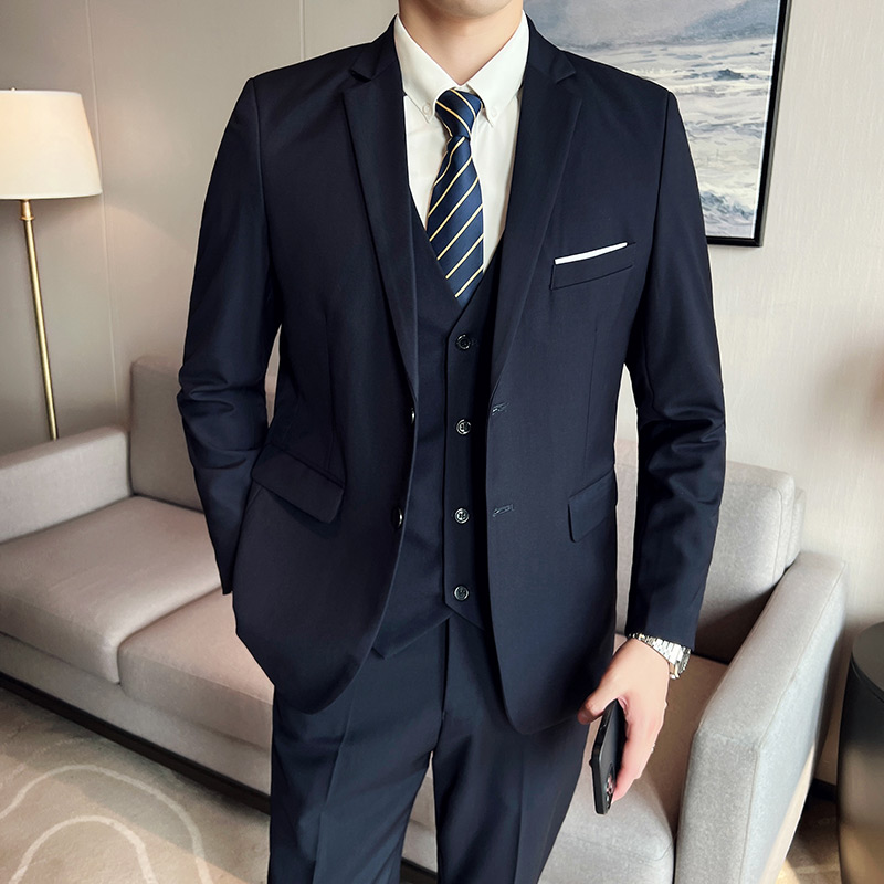 Terno de casamento casual de negócios de 3 peças de alta qualidade masculino colete calças conjunto bonito moda banquete roupas S-6XL