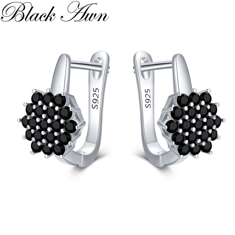 Zwarte Awn 2026 nieuwe hoepeloorbellen voor dames klassieke zilveren kleur trendy spinel verlovingssieraden I230