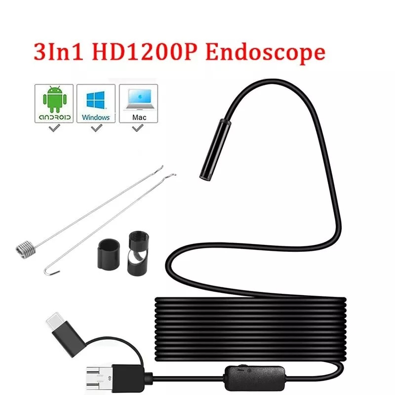 8 мм эндоскопическая камера 1200P HD USB-эндоскоп с 8 светодиодами 1/2/5/10 м гибкий кабель водонепроницаемый инспекционный бороскоп для ПК на базе Android