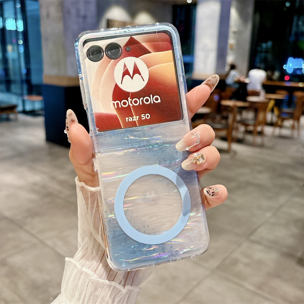 Glitzernde Handyhülle für Motorola Moto Razr 60 50 Ultra MagSafe, magnetische Hartschale, schützend für Moto Razr 60 Ultra, Rückseite