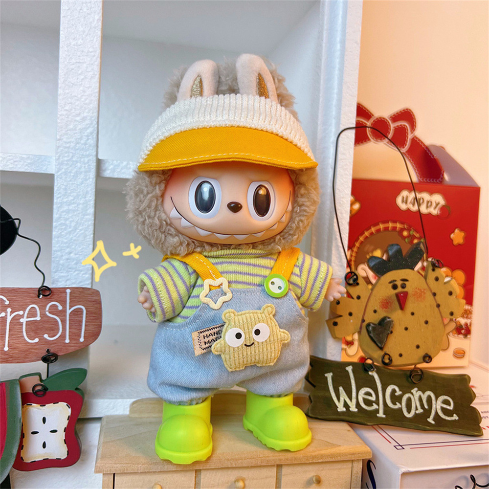 [No Doll] Cute Plush 17cm Doll  Clothes For Labubu Plush Cotton Toy DIY Dress Up Clothing Doll Clothing Set Gift