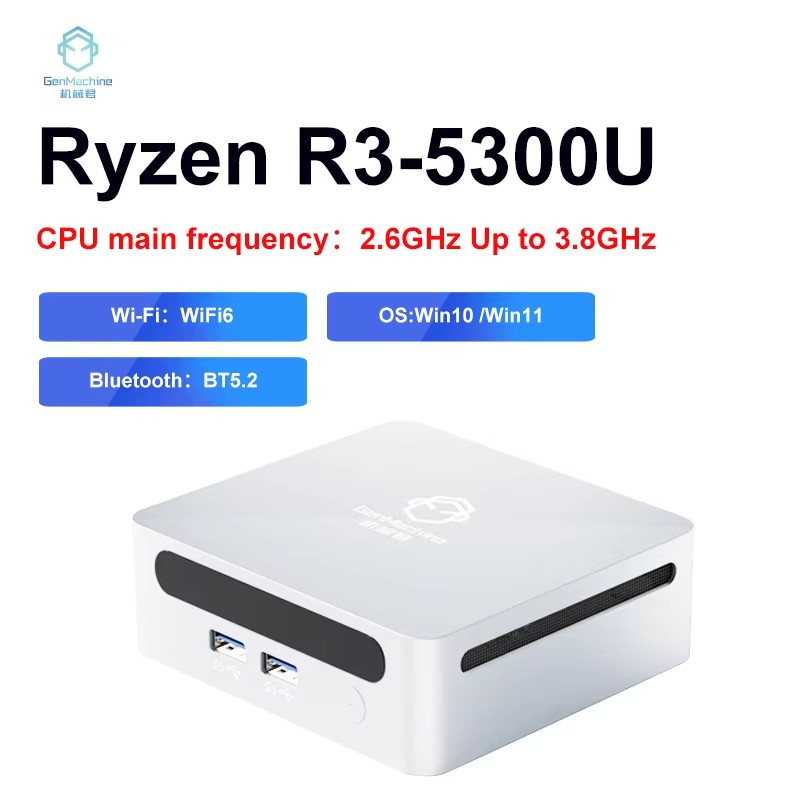 GenMachine nuevo Mini PC AMD Ren5000 5300U procesador CPU Windows 10/11 2,7 GHz hasta 3,7 GHz DDR4 32GB Wifi6 HDMI pc gamer ordenador