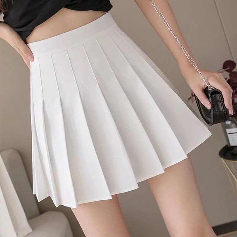 2024 Mujer Falda Blanca con Volantes: Falda de Verano de Cintura Alta con Cremallera para Estilo JK y Baile, Ropa Económica Alto
