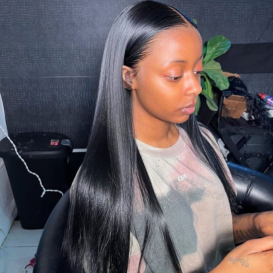 Perruque Lace Frontal Wig naturelle brésilienne naturelle, cheveux lisses, 13x6, Transparent, 13x4 Hd, pour femmes noires