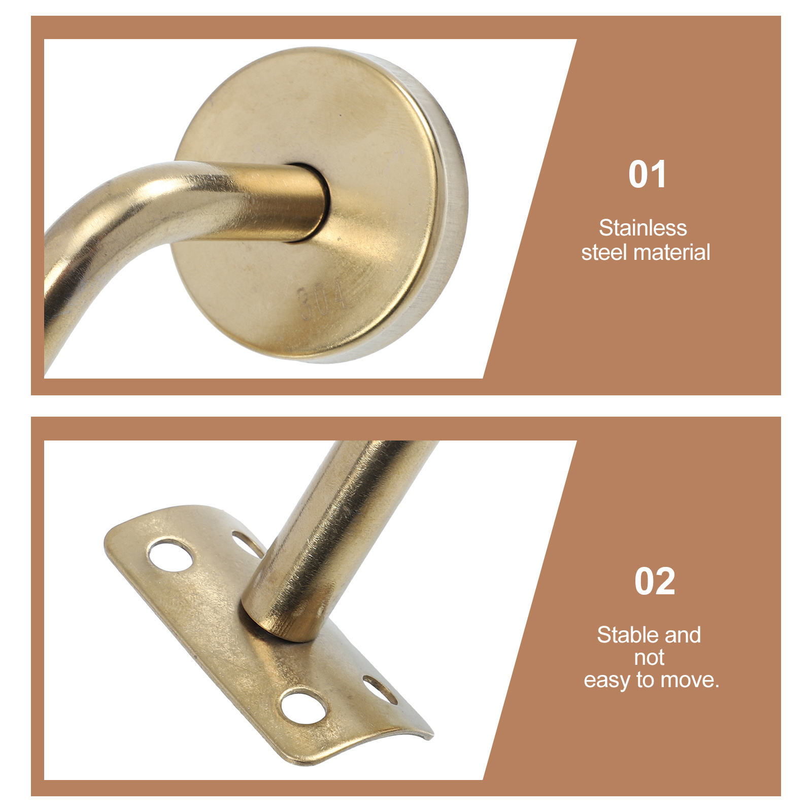 2pcs Stainless Steel Stair Handrail Bracket Mounting Support For Wood Wall Glass Steel Durable Banister Rail Support Building