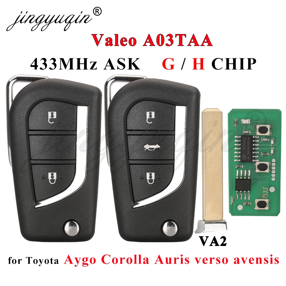 Jingyuqin VA2 Flip รีโมทกุญแจรถ Fob 433MHz H-8A สําหรับ Toyota Aygo Corolla Auris/G ชิป fit Verso Avensis S 000048000   A03TAA