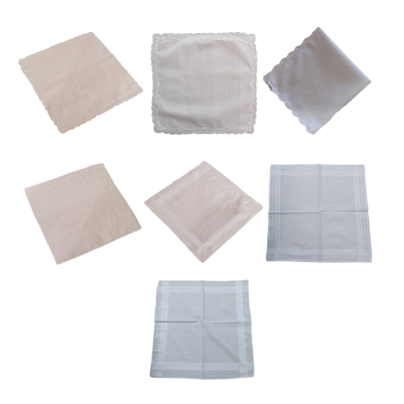 우아한 레이스 화이트 Hankies 여성용 섬세한 부드러운 코튼 Hankies, 가리비 레이스 가장자리, 레이디 코튼 손수건