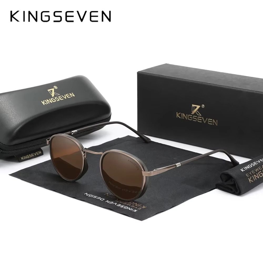 KINGSEVEN брендовые оригинальные повседневные солнцезащитные очки в круглой оправе мужские поляризационные UV400 роскошные ретро женские очки для вождения летние очки для рыбалки