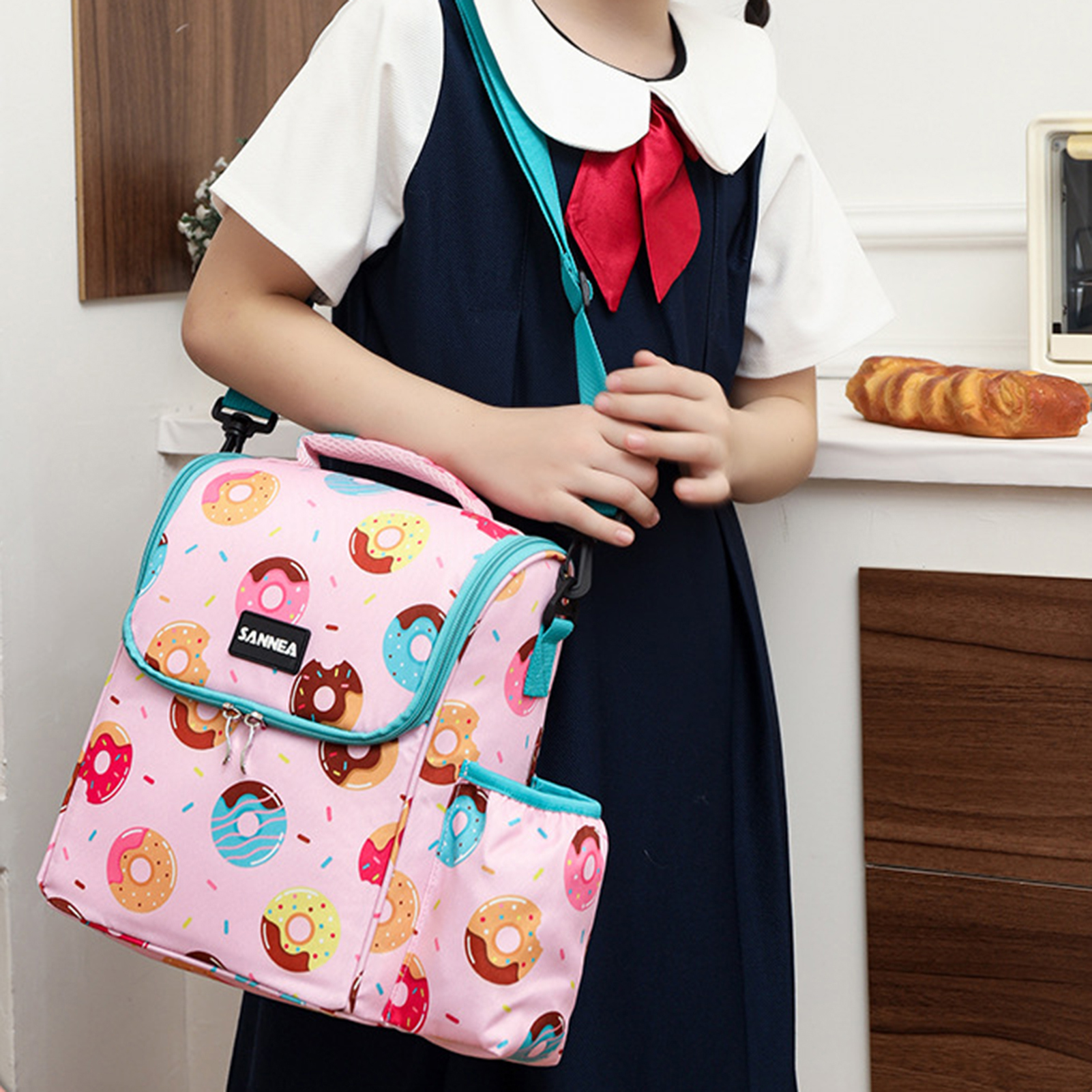 Bolsa de almuerzo térmica aislada, bolsa de almacenamiento de aperitivos de preservación impermeable con asa, bolso para estudiantes, bolsos de comida