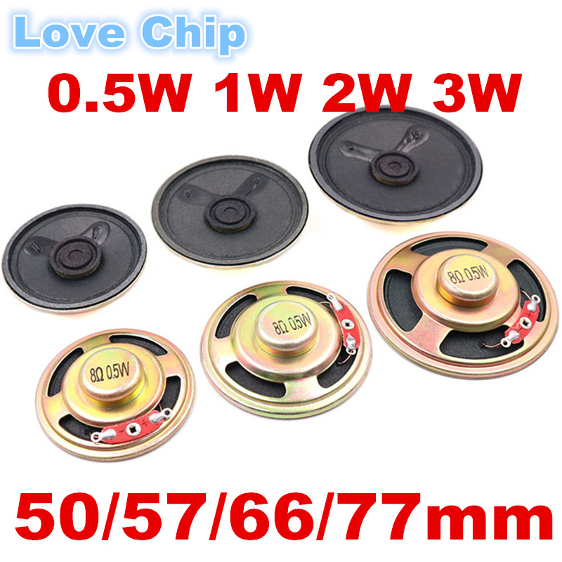 2 stuks Nieuwe Originele ultradunne Mini speaker 16 ohm 8 ohm 0.5/1/2 watt 0.5W 1W 2W 3W 8R Diameter 50MM 57MM 66MM 77MM Luidspreker