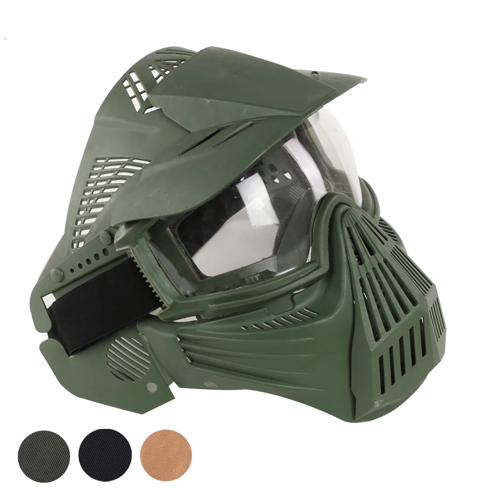 Máscara Tática de Rosto Inteiro com Lente, Acessórios para Airsoft e Paintball, Máscaras de Combate para Jogos de Caça CS, Resistente a Impactos