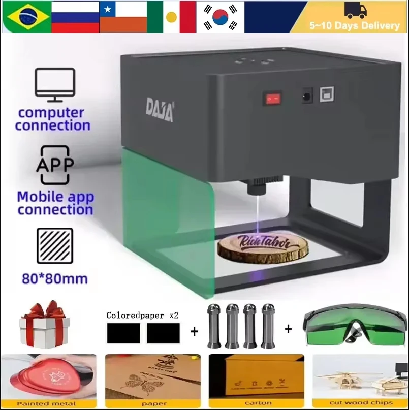 DAJA Lasergraveerder CNC DIY DJ6 Lasergraveermachine 3000 mw Snelle Mini Logo Mark Printer Lasersnijder Houtbewerking Hout Kunststof