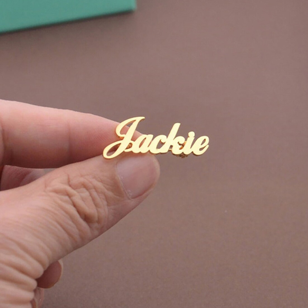 Broche com nome personalizado, seleção de fonte personalizada, broche personalizado em aço inoxidável, joias requintadas