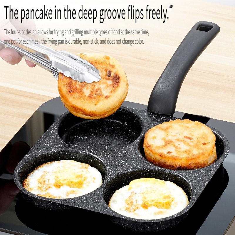 1 Pc Medische Steen Vier-Gat Omelet Pot Huishoudelijke Non-stick Flats-Bottom Ei Knoedel Pot ontbijt Ei Burger Koekenpan