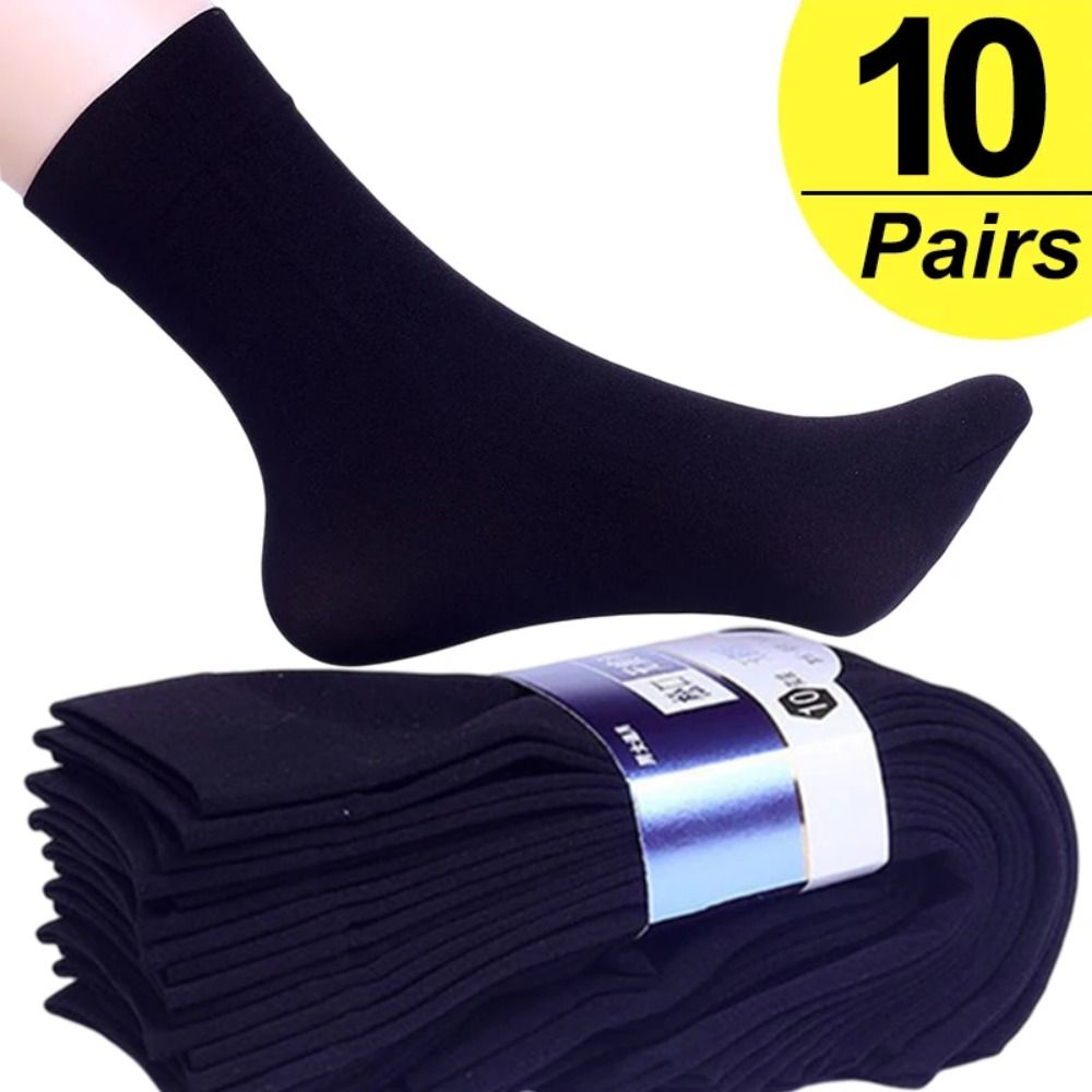 10 pares de calcetines de seda de hielo transpirables para hombre, calcetines ultrafinos elásticos y suaves, calcetines de negocios lisos