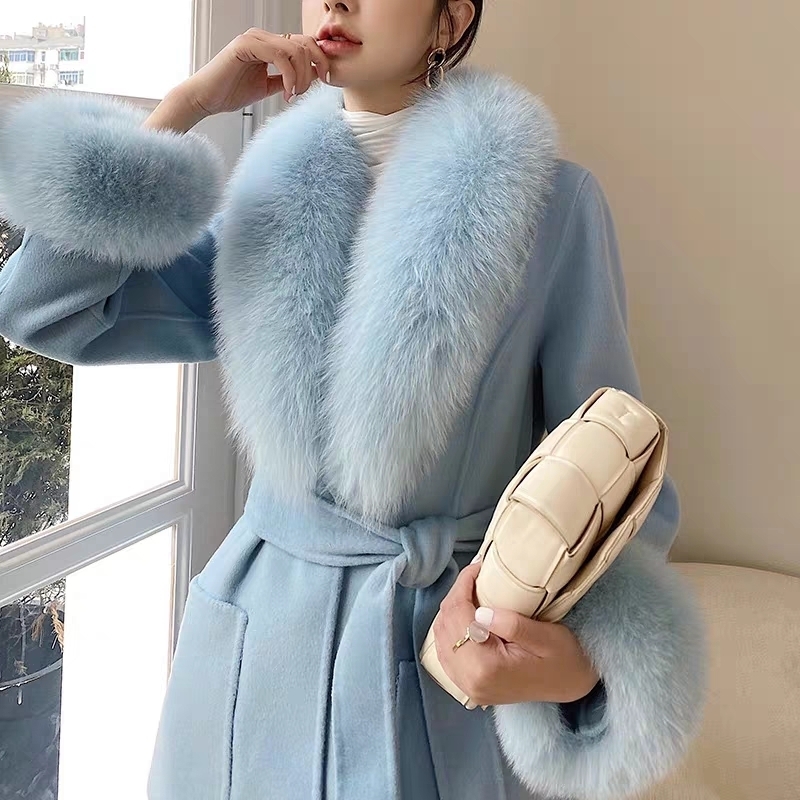 Luxe 2025 Echte Vos Bontkraag En Manchetten Set Voor Vrouwen Winter Halswarmer Mode Sjaal Sjaals Wrap Combo Grote Maat Harige Bont