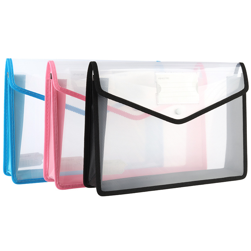 Bolsa para documentos de gran capacidad, organizador de clasificación de archivos A4 A3, forma de sobre, bolsa de plástico impermeable, soporte de bolsillo, suministros de oficina
