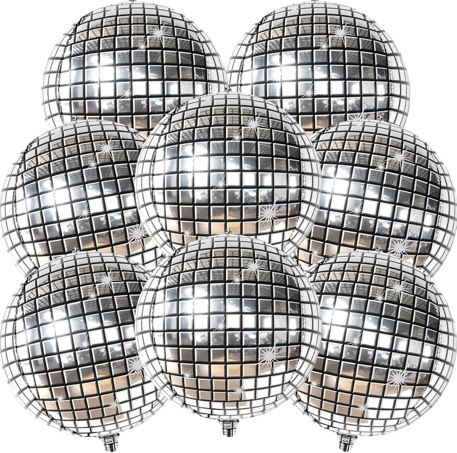 Ballons Chang Argentés 4D de 22 Pouces, 8 Pièces, Sphère D.lique, pour Décorations de ix, Décoration de ixdes Années 70 et 80