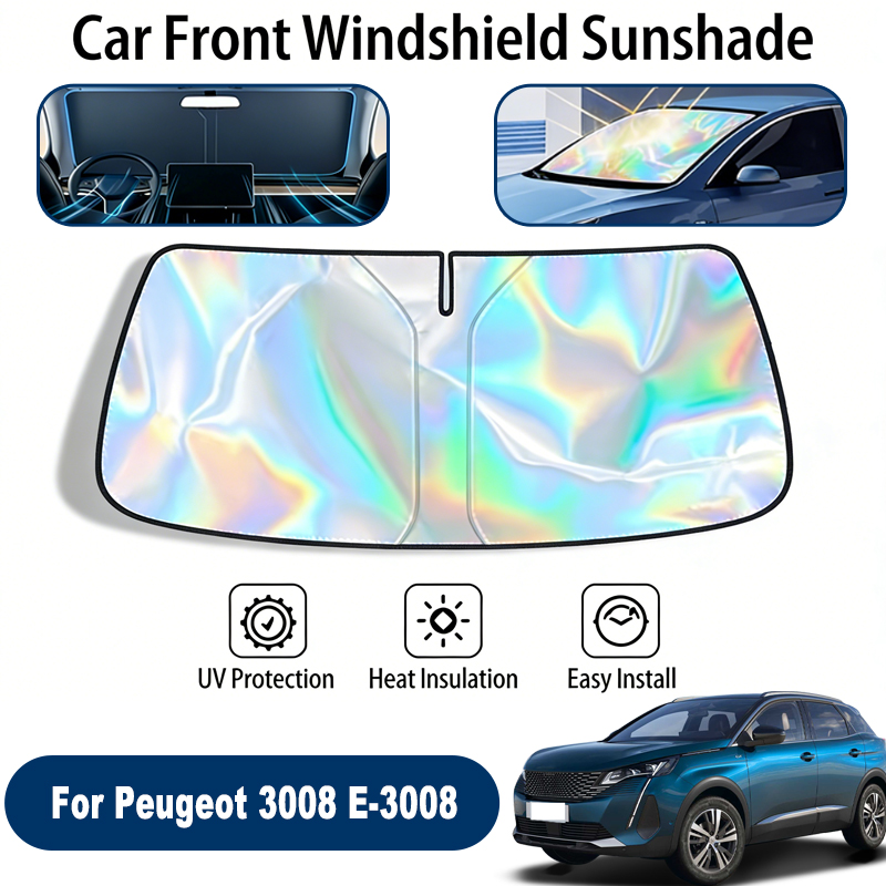 Pare-soleil pliable pour pare-brise avant, pour Peugeot 3008 E-3008, protection solaire réfléchissante UV, accessoires d'intérieur de voiture