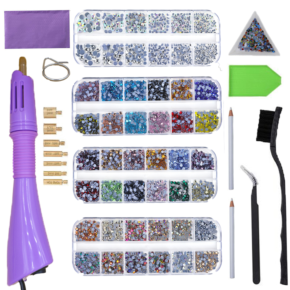 Aplikator Hotfix DIY Hot Fix Rhinestone Aplikator Wand Tool Kit z 2 pudełkami Strass AAAAA Clear Glass Crystal Hot Fix Rhinestone