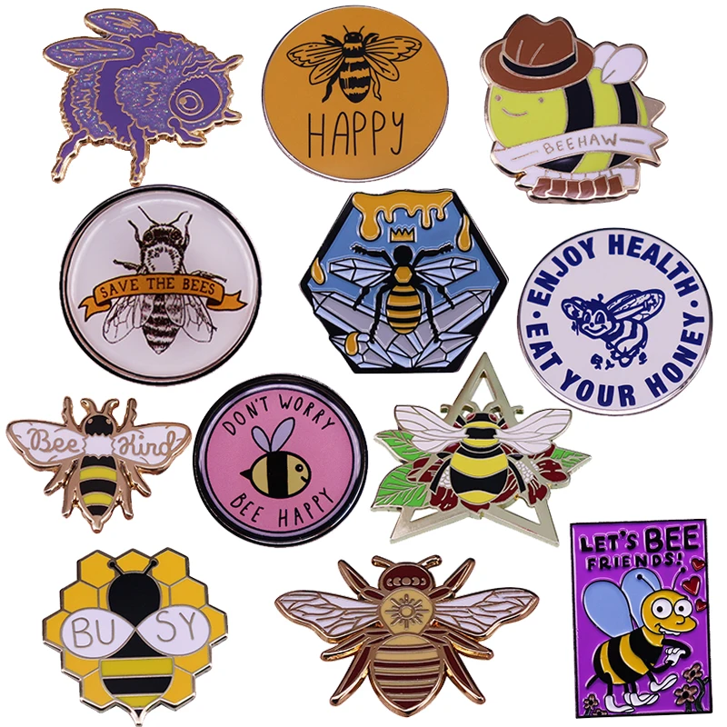 Lebah MEME bros Pin Enamel Pin serangga inspirasional lencana ransel perhiasan Dekorasi