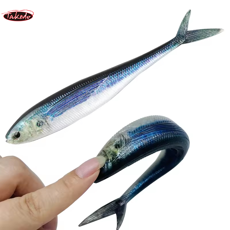 TAKEDO 3D ikan hidup lukisan umpan 12.5cm 11g 16cm 21.5g bercahaya lembut memancing umpan gunting ikan ekor untuk Tuna Bass memancing laut