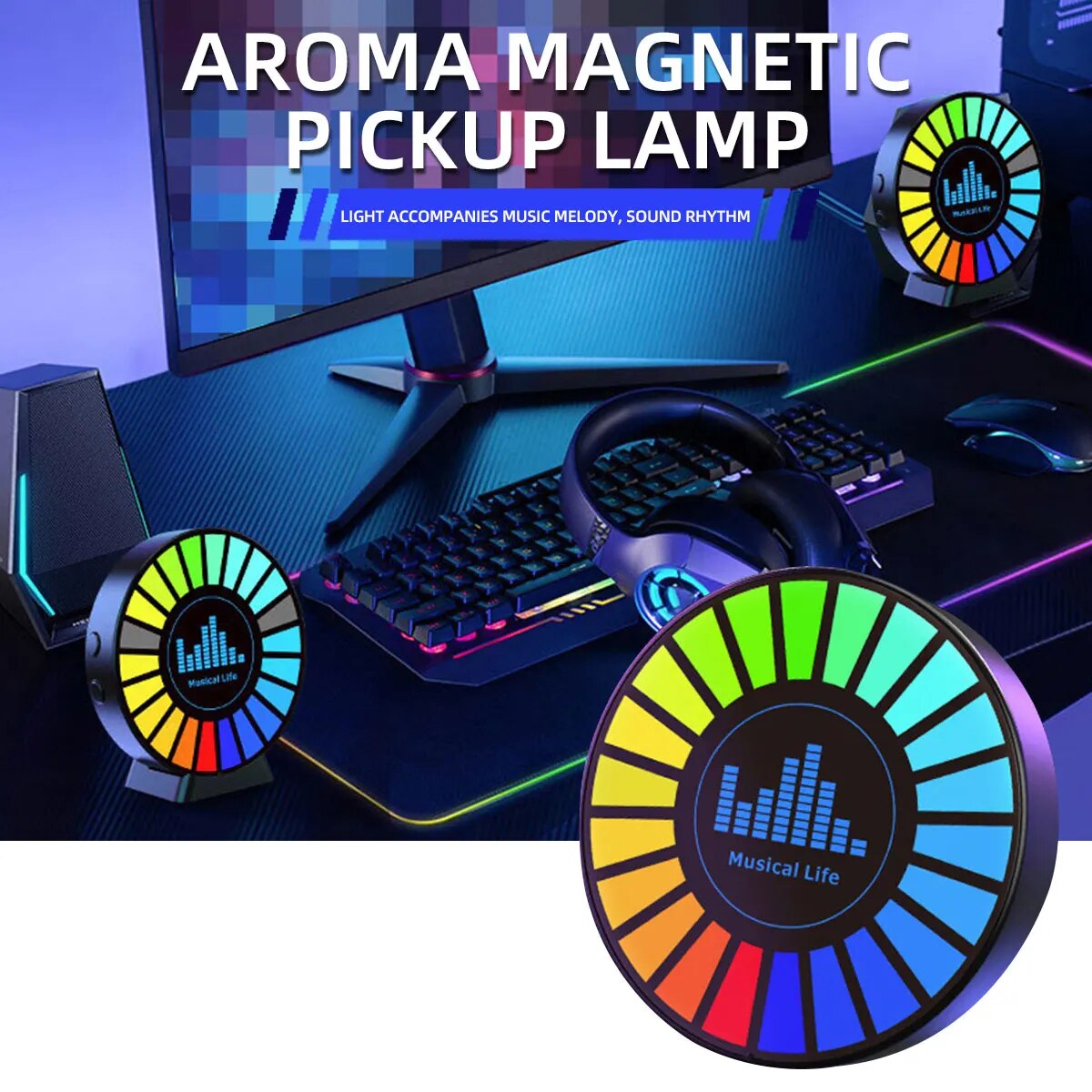 Ambientador de aire RGB para coche, lámpara de ritmo musical, 1 piezas, con recarga o enchufe, ambiente, luz Universal