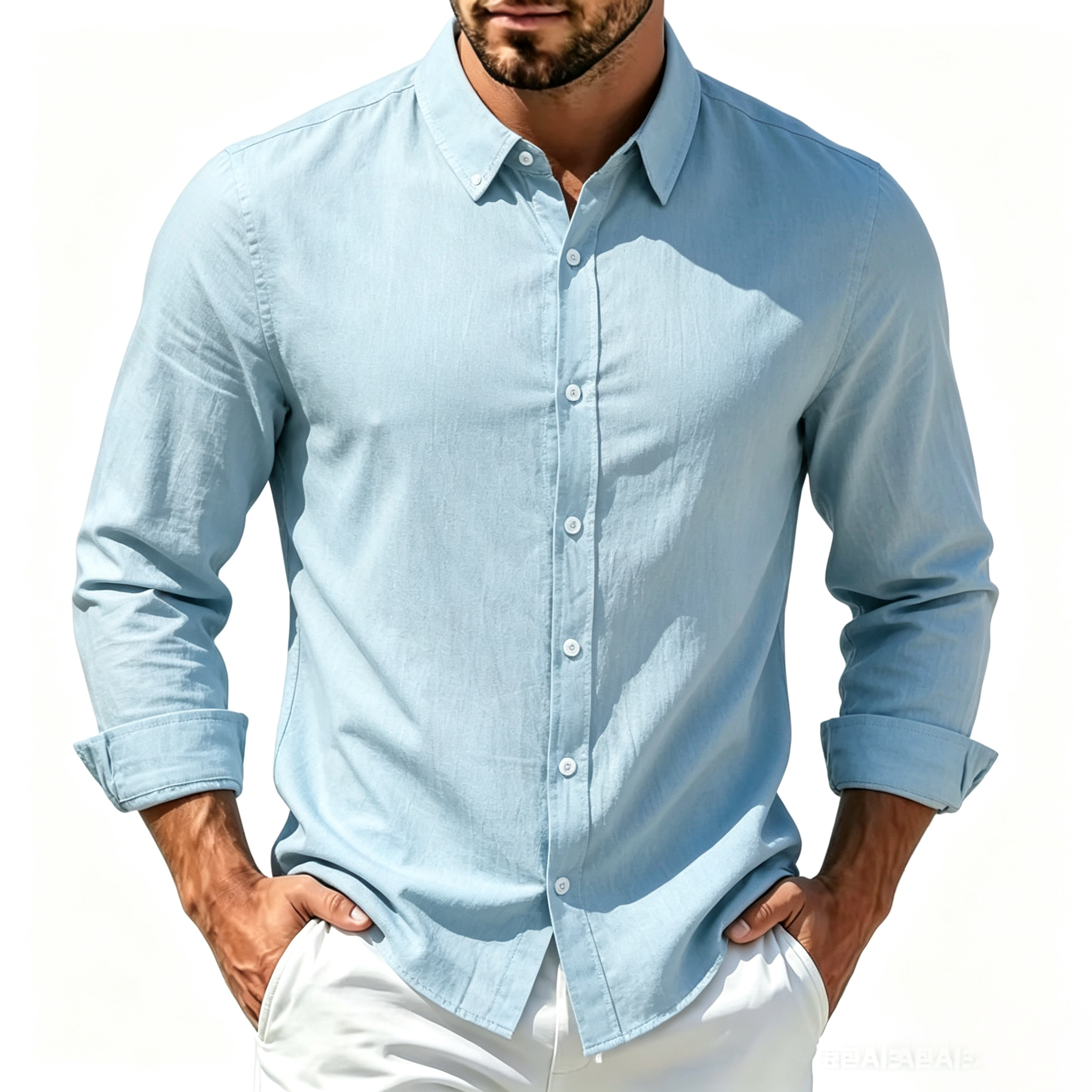 Heren overhemd met lange mouwen, casual mode, herenkleding, hoogwaardige tops, zwart-witte overhemden, zakelijk linnen-katoenen overhemd voor heren