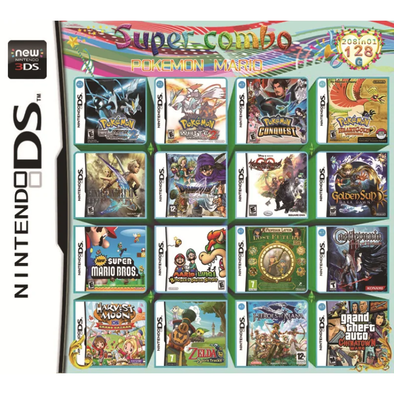 Direto da fábrica 3ds nds 208 em 1 cartão de jogo combo cartão 510 em 1 nds cartão combo nds cassete 482 em 1 23 em 1 jogo clássico presente