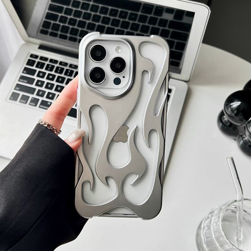 Новый полый тонкий чехол для телефона с 3D пламенным узором для iPhone 16, 15, 14, 13, 12, 11 Pro Max 16E 15, 14 16 Plus, противоударный защитный чехол